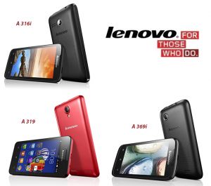 Lenovo A319, A316i, A369i – доступные смартфоны с поддержкой 3G