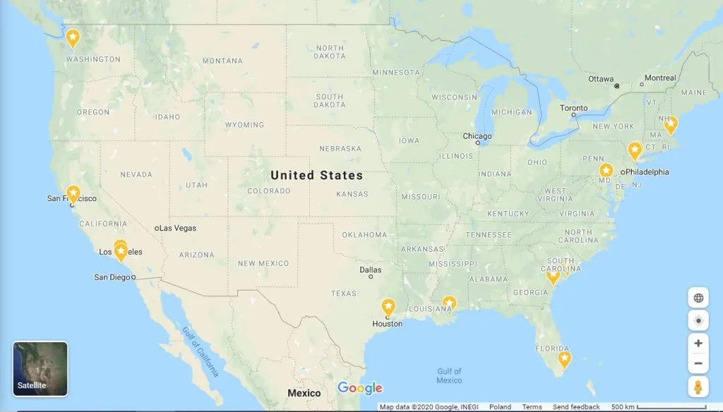 Карта морских портов США